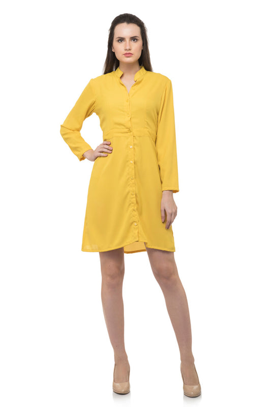 Waist belted long yellow kurti