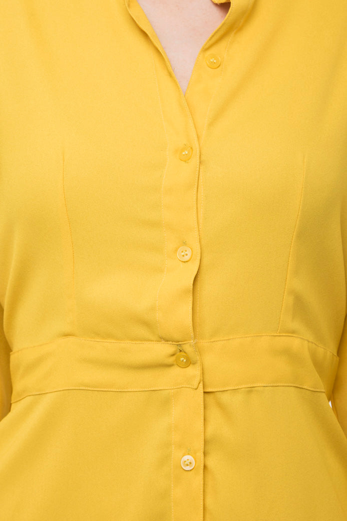 Waist belted long yellow kurti