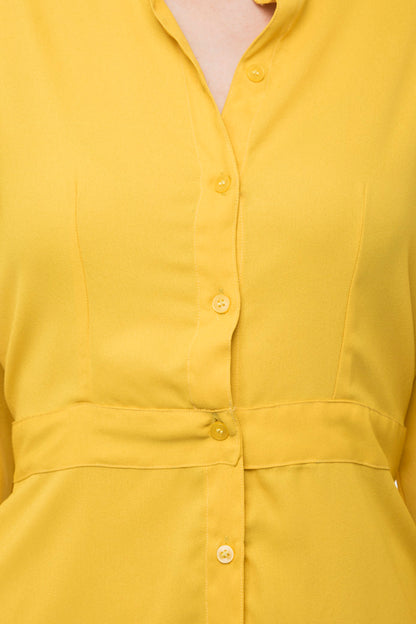 Waist belted long yellow kurti