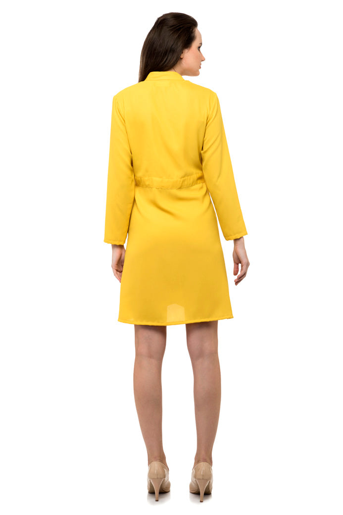 Waist belted long yellow kurti