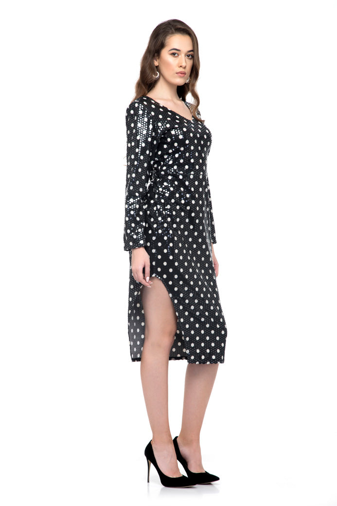 Solid Split Full Sleeve Pencil Dress