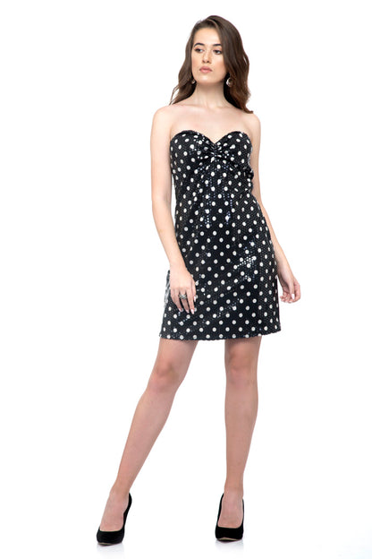 White Polka Dot Circle Bandeau Dress