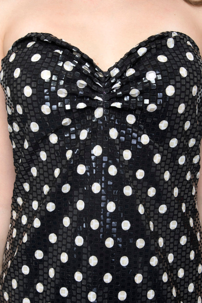 White Polka Dot Circle Bandeau Dress