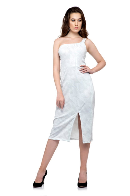 One shoulder slit dress