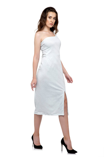 One shoulder slit dress