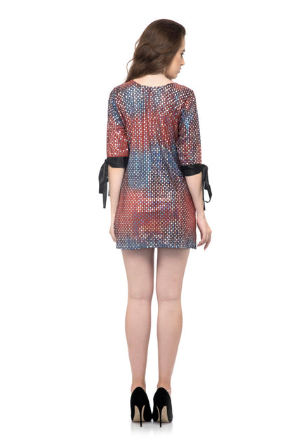 Knot Sleeve bright mini dress