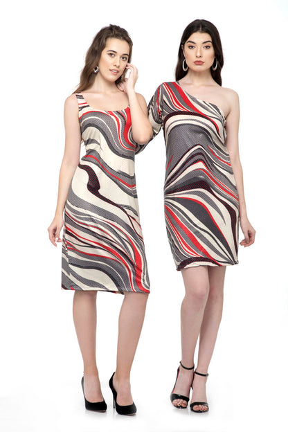 Sleeveless printed glamorous one-piece dress