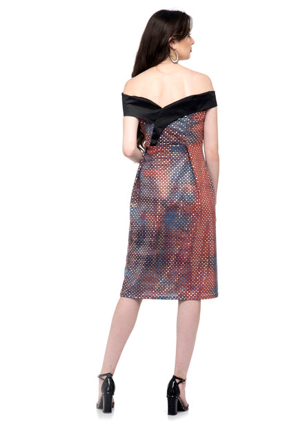Off shoulder black neck party wear dress