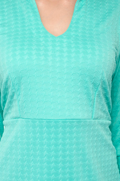 Half collar split midi dress