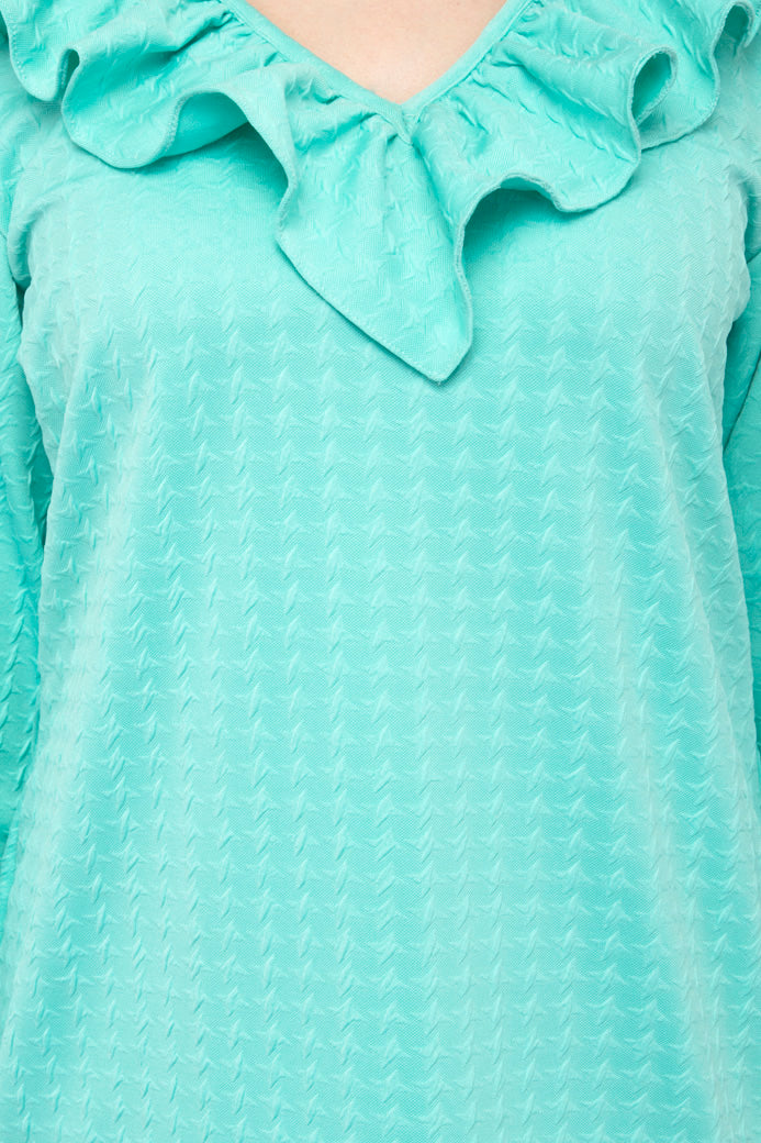 V flare neck full sleeve tunic dress