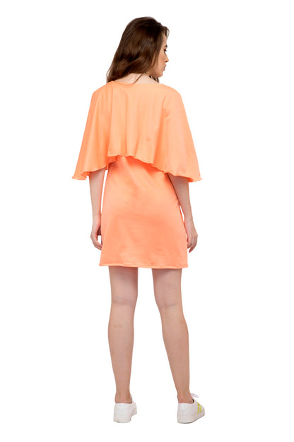 Ruffle sleeve peach color dress