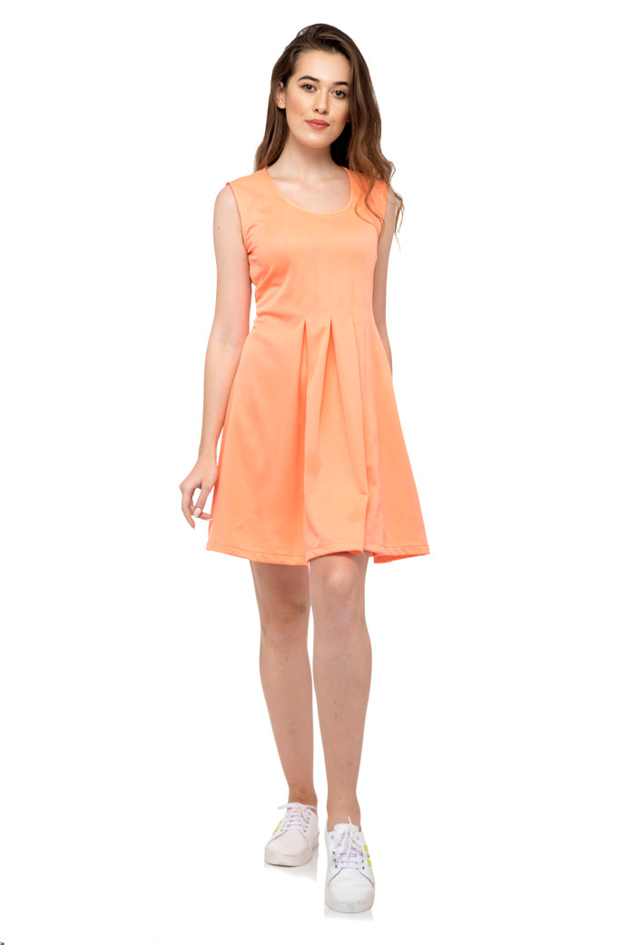 Peach color Pleated frock