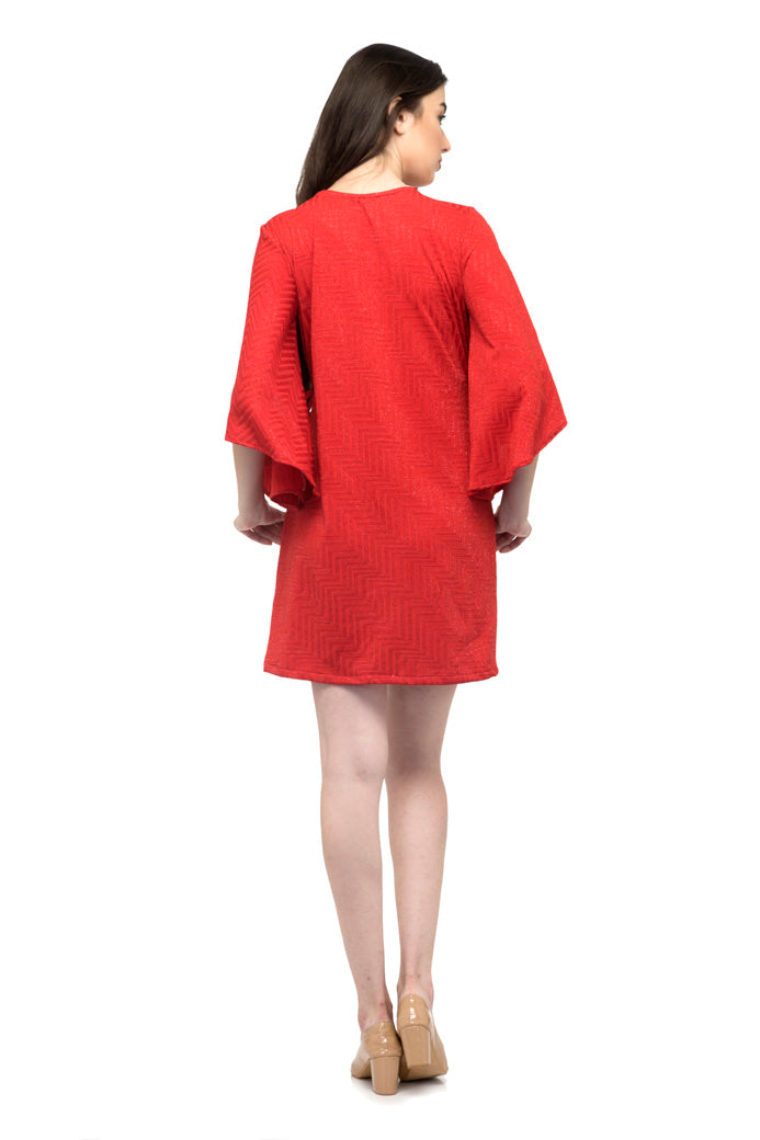 One side knot red kaftan sheer dress