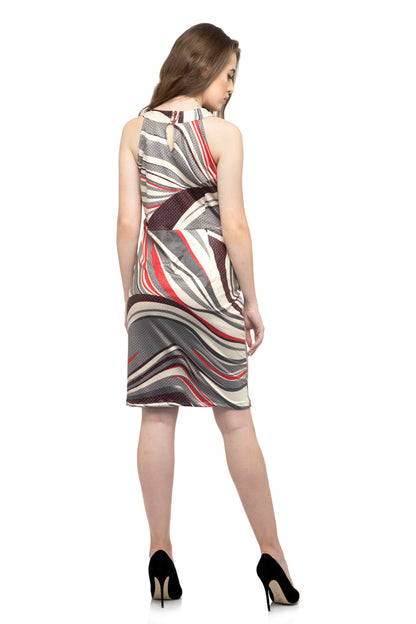 Halter back keyhole neck dress