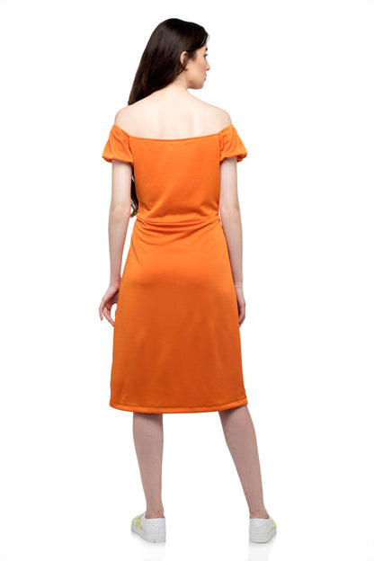 Tie knot front off shoulder dress