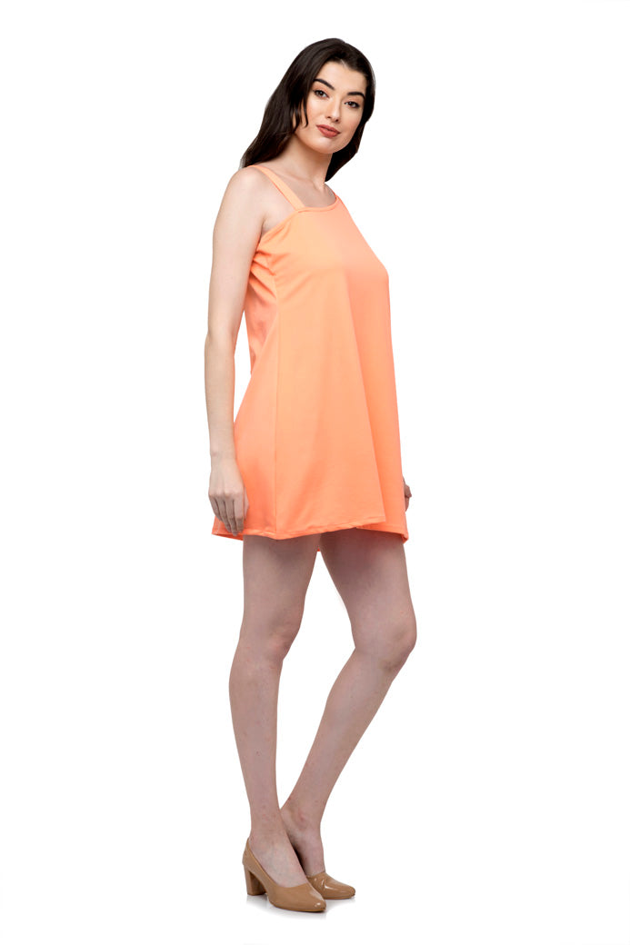 One side full ruffle one side strip sleeve mini dress