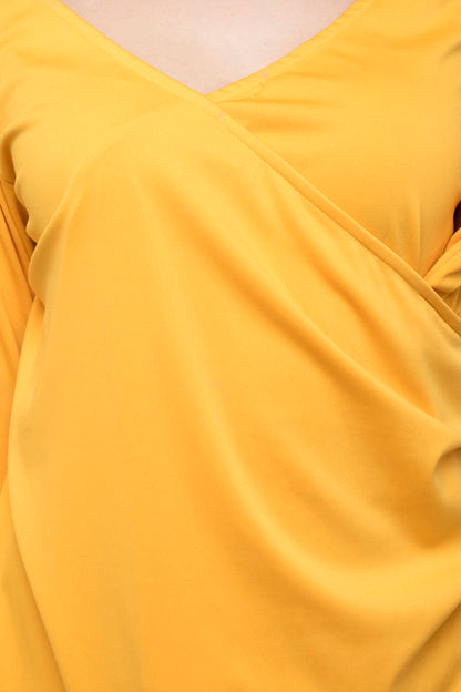 One sleeve wrap yellow dress