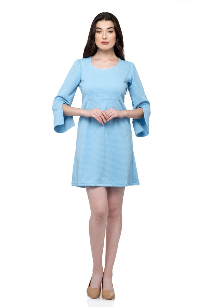 Light Blue Full Cut Bell Sleeve Dress