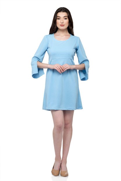 Light Blue Full Cut Bell Sleeve Dress