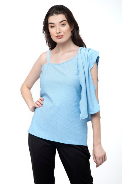 One side Striped one cut Sleeve top