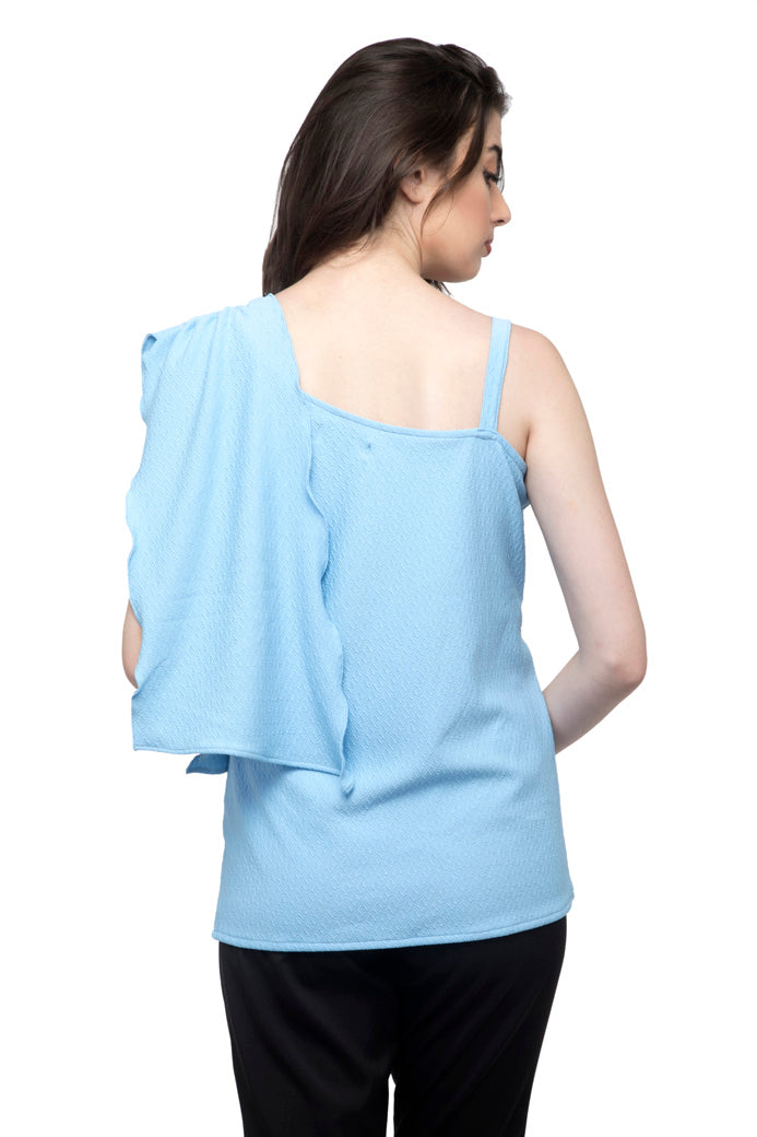 One side Striped one cut Sleeve top