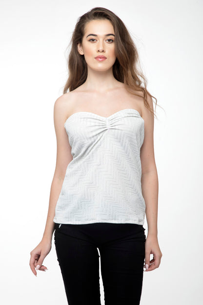 Heart neck sleeveless white top
