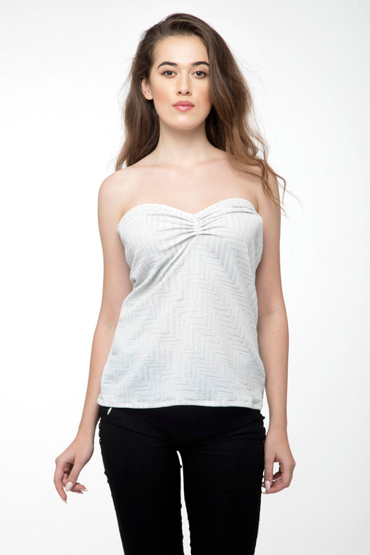 Heart neck sleeveless white top