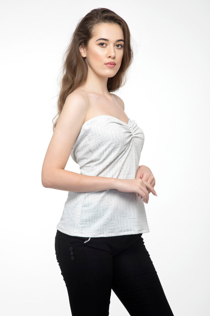 Heart neck sleeveless white top