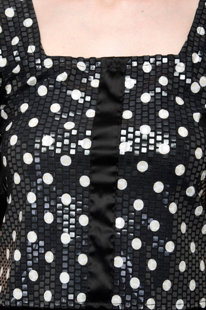 Balloon sleeve polka dot metallic crop top