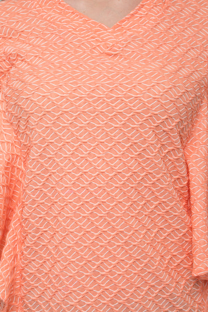 Peach Ruffle Sleeve Top