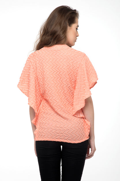 Peach Ruffle Sleeve Top