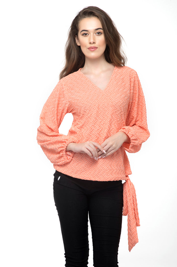 Peach Color Wrap Top