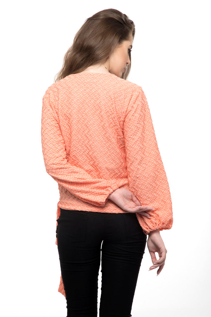 Peach Color Wrap Top