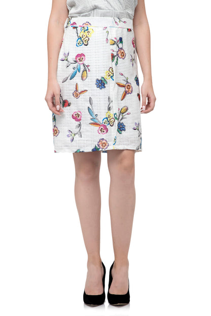 White floral print Midi Skirt