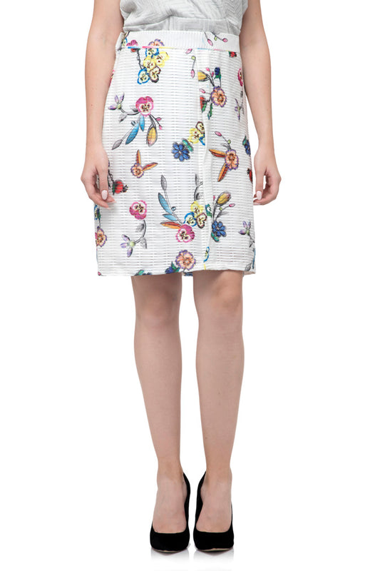 White floral print Midi Skirt