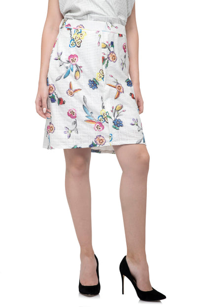 White floral print Midi Skirt