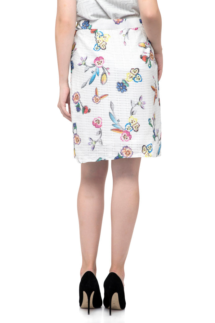 White floral print Midi Skirt