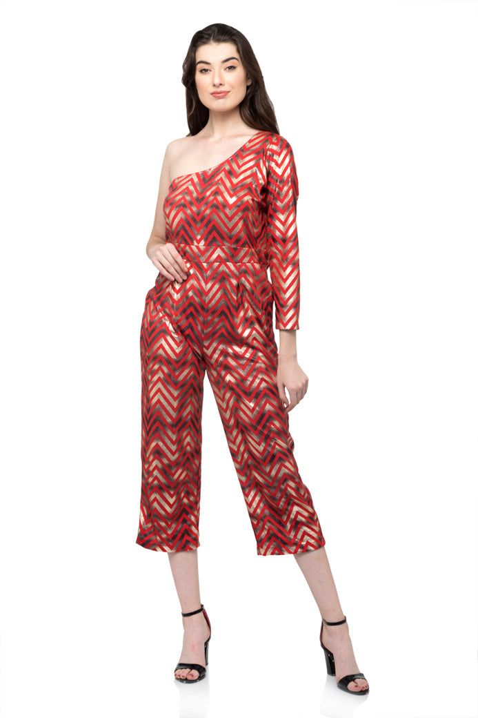 One Shoulder Sleeve Jumpsuit