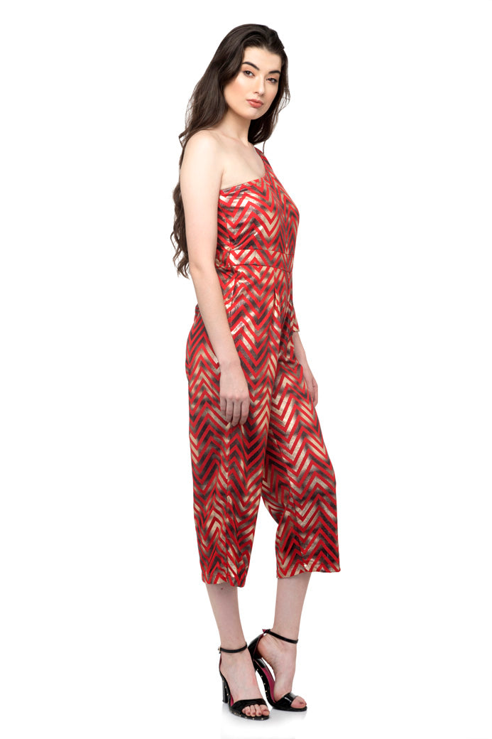 One Shoulder Sleeve Jumpsuit