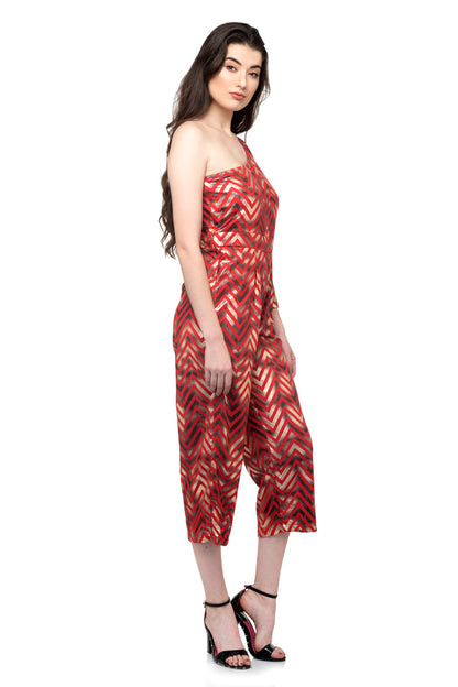 One Shoulder Sleeve Jumpsuit