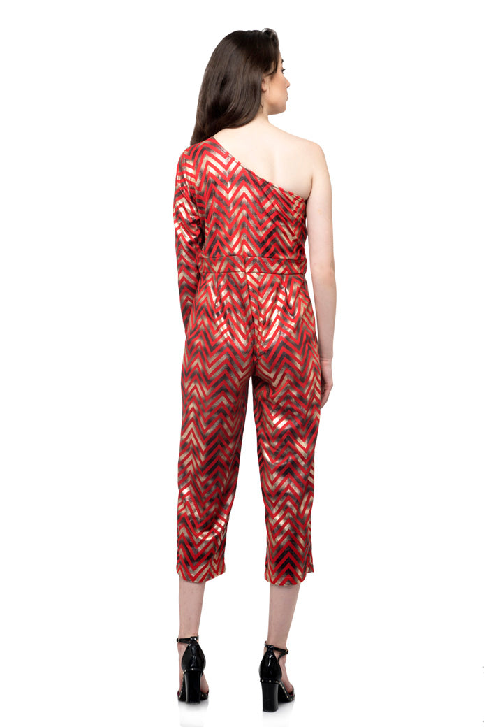 One Shoulder Sleeve Jumpsuit