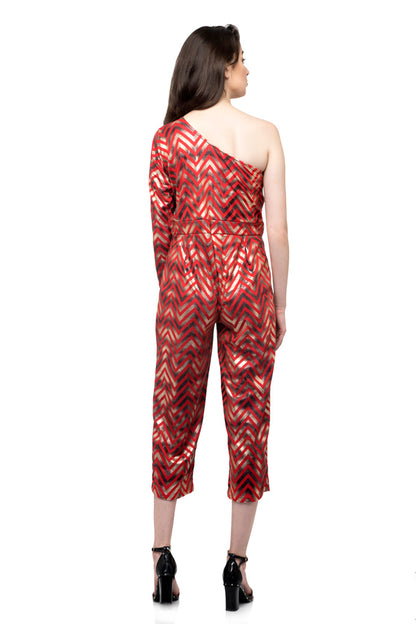 One Shoulder Sleeve Jumpsuit