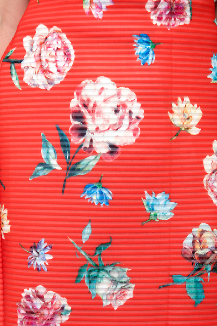 Flower Print Split Midi Skirt