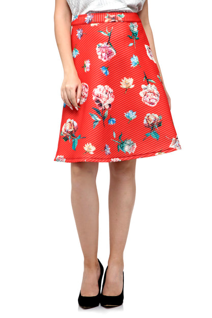 Simple Flowers Printed Skirt