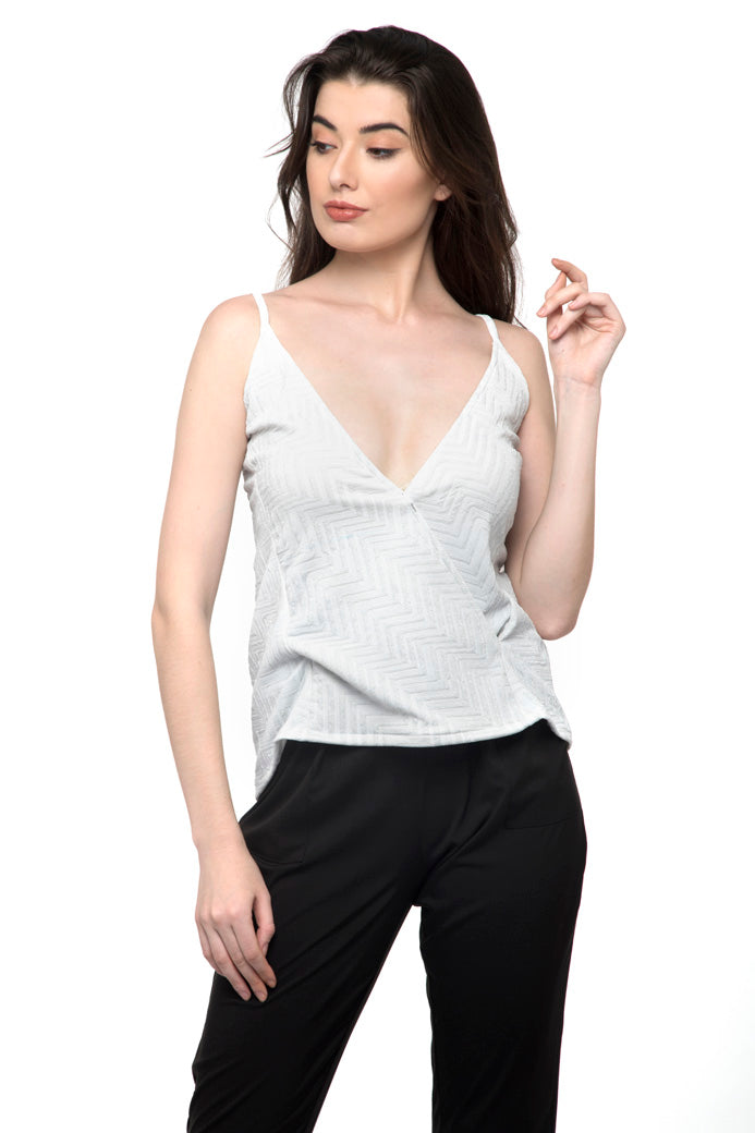 White V- Neck Striped Cami Top