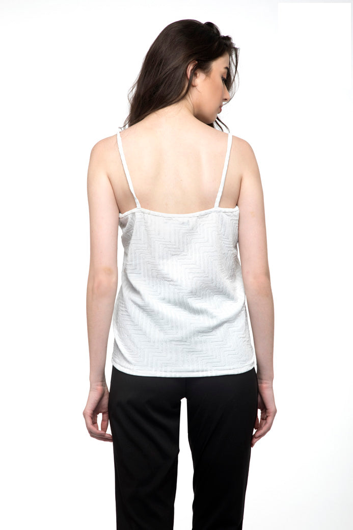 White V- Neck Striped Cami Top