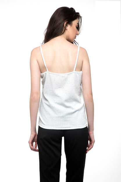 White V- Neck Striped Cami Top