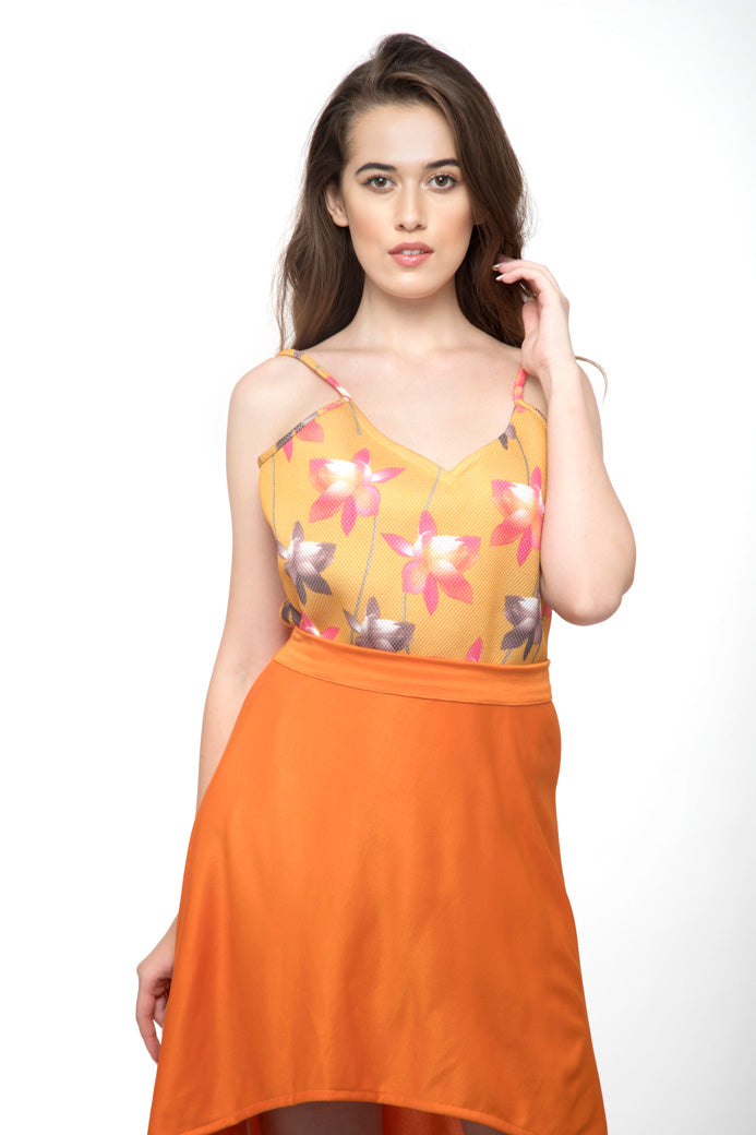 Yellow Floral Spaghetti top