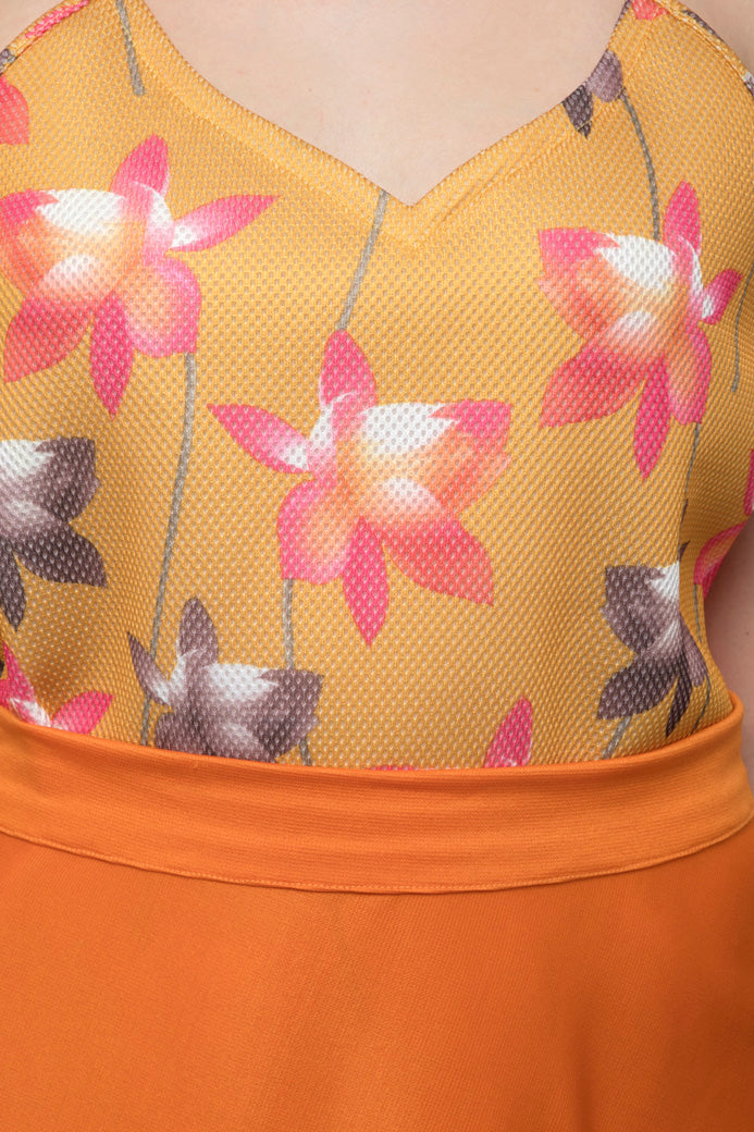 Yellow Floral Spaghetti top