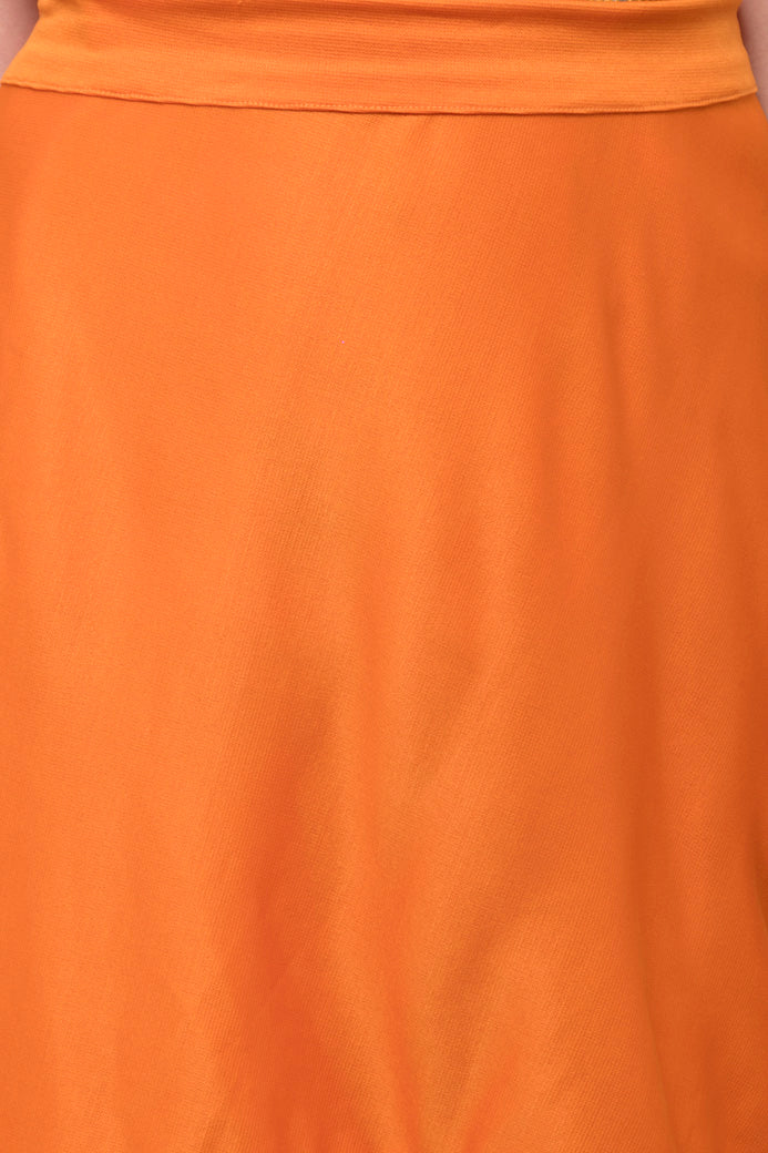 Plain Orange Asymmetric Skirt